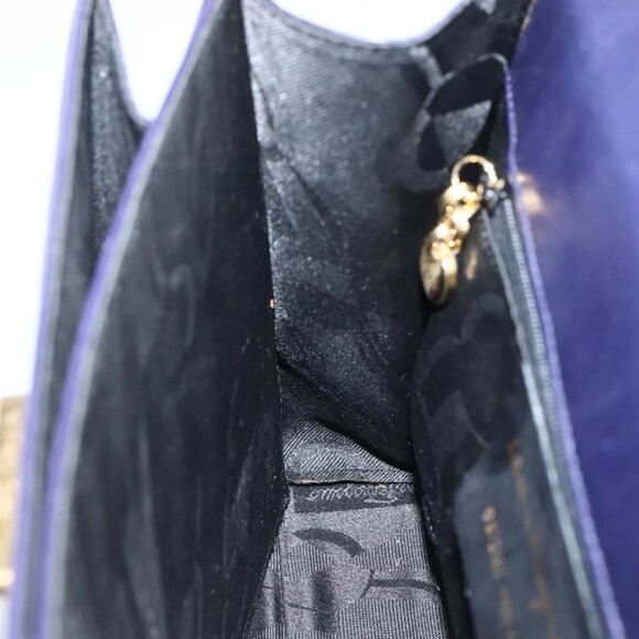 Salvatore Ferragamo Gancini Hand Bag Leather 2way Purple Gold Auth 144813 - Picture 12 of 16